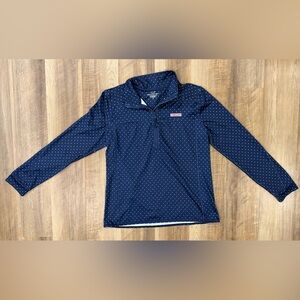Vineyard Vines Navy and White Quarter-Zip Pullover Size Small